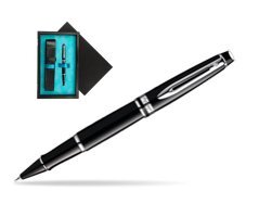 Waterman Expert Black CT Rollerball pen  single wooden box  Black Single Turquoise