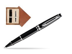 Waterman Expert Black CT Rollerball pen in single wooden box  Mahogany Single Ecru