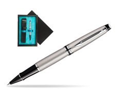 Waterman Expert Stainless Steel CT Rollerball pen  single wooden box  Black Single Turquoise