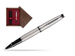 Waterman Expert Stainless Steel CT Rollerball pen in single wooden box  Wenge Single Maroon