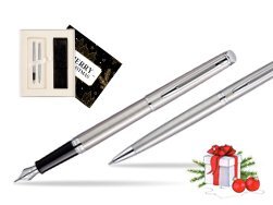 Waterman Hémisphère Stainless Steel CT Fountain pen + Hémisphère Stainless Steel CT Ballpoint pen in gift box w Christmas Gift Box Magic of Christmas