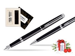 Waterman Hémisphère Black CT Fountain pen + Waterman Hémisphère Black CT Ballpoint Pen w Christmas Gift Box Magic of Christmas