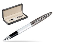 Waterman Carène Contemporary White and Gunmetal ST Rollerball  in classic box  black