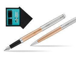 Waterman Fountain Pen + Ballpoint Pen 2018 Deluxe Rose Wave CT  double wooden box Black Double Turquoise