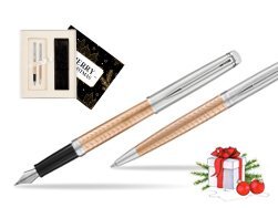 Waterman Fountain Pen + Ballpoint Pen 2018 Deluxe Rose Wave CT w Christmas Gift Box Magic of Christmas