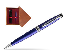 Waterman Ballpoint Pen Expert Navy Blue CT in single wooden box Mahogany Single Maroon