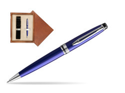 Waterman Ballpoint Pen Expert Navy Blue CT in single wooden box  Mahogany Single Ecru