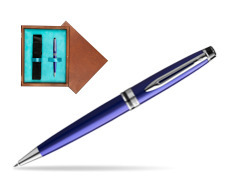 Waterman Ballpoint Pen Expert Navy Blue CT in single wooden box  Mahogany Single Turquoise 