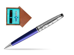 Waterman Ballpoint Pen Expert DeLuxe Navy Blue CT in single wooden box  Mahogany Single Turquoise 