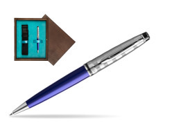 Waterman Ballpoint Pen Expert DeLuxe Navy Blue CT in single wooden box  Wenge Single Turquoise 