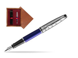 Waterman Fountain Pen Expert DeLuxe  Navy Blue CT in single wooden box Mahogany Single Maroon