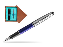 Waterman Fountain Pen Expert DeLuxe  Navy Blue CT in single wooden box  Mahogany Single Turquoise 