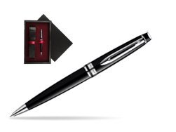 Waterman Expert Black CT Ballpoint pen  single wooden box  Black Single Maroon