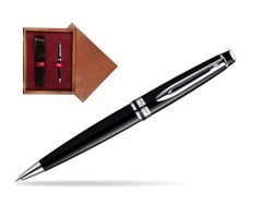 Waterman Expert Black CT Ballpoint pen in single wooden box Mahogany Single Maroon