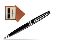 Waterman Expert Black CT Ballpoint pen in single wooden box  Mahogany Single Ecru