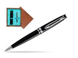 Waterman Expert Black CT Ballpoint pen in single wooden box  Mahogany Single Turquoise 