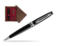 Waterman Expert Black CT Ballpoint pen in single wooden box  Wenge Single Maroon