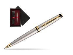 Waterman Expert Stainless Steel GT Ballpoint pen  single wooden box  Black Single Maroon