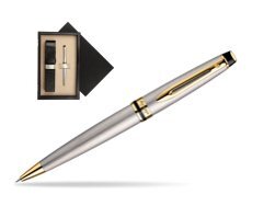 Waterman Expert Stainless Steel GT Ballpoint pen  single wooden box  Black Single Ecru