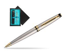 Waterman Expert Stainless Steel GT Ballpoint pen  single wooden box  Black Single Turquoise