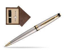 Waterman Expert Stainless Steel GT Ballpoint pen in single wooden box  Wenge Single Ecru