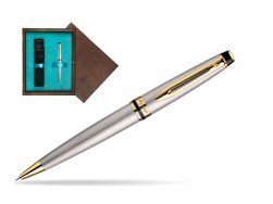 Waterman Expert Stainless Steel GT Ballpoint pen in single wooden box  Wenge Single Turquoise 