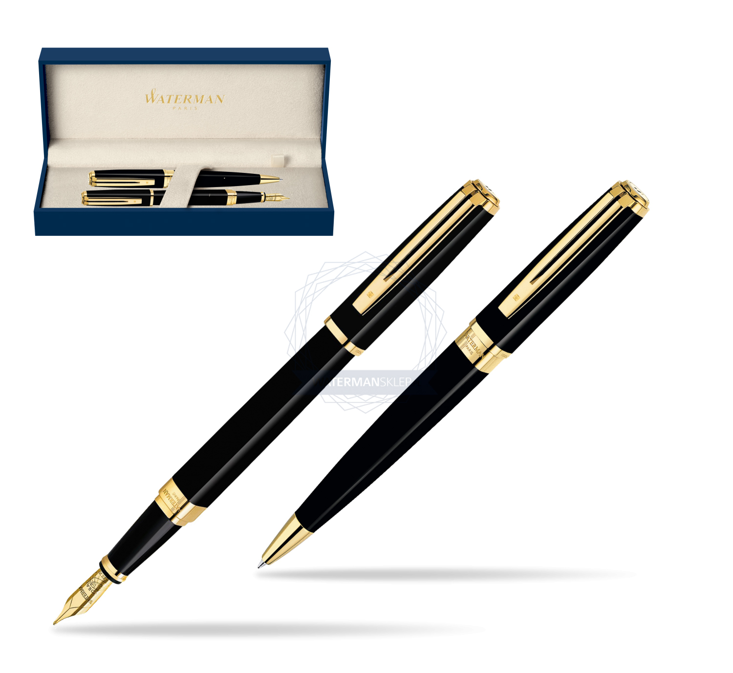 Waterman Exception Slim Black GT Fountain pen + Waterman Exception Slim ...